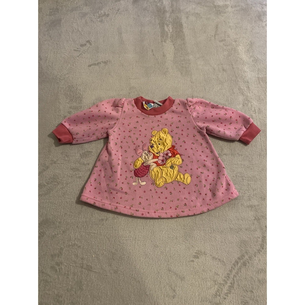 Pooh 2006 12m Baby Embroidered‎ Shirt Pink Piglet Flowers Sweatshirt Disney